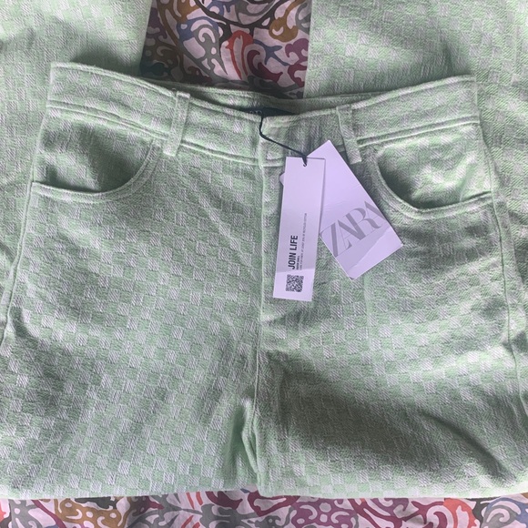 Zara Green Checkered Trousers - Picture 5 of 7